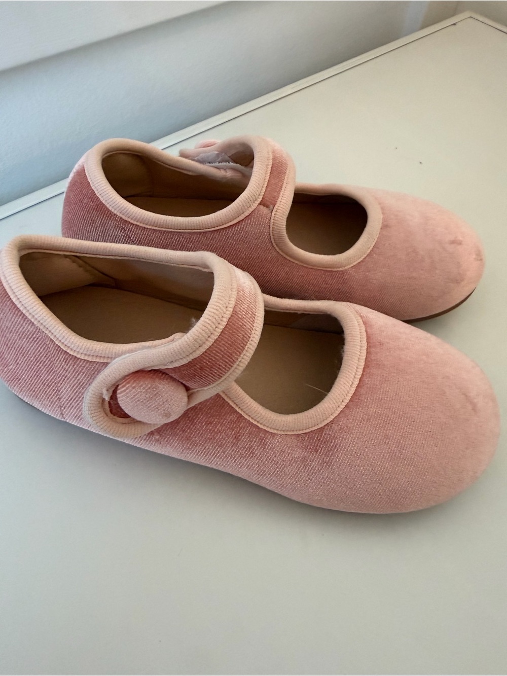 Girls' Velvet Mary Janes in Blush Pink - Classic Kids Dress Shoes